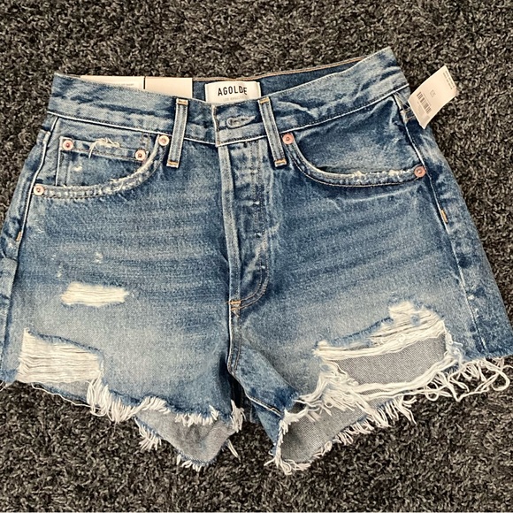 AGOLDE Parker Vintage Cut-Off Denim Shorts in color clutch NWT - Picture 8 of 11